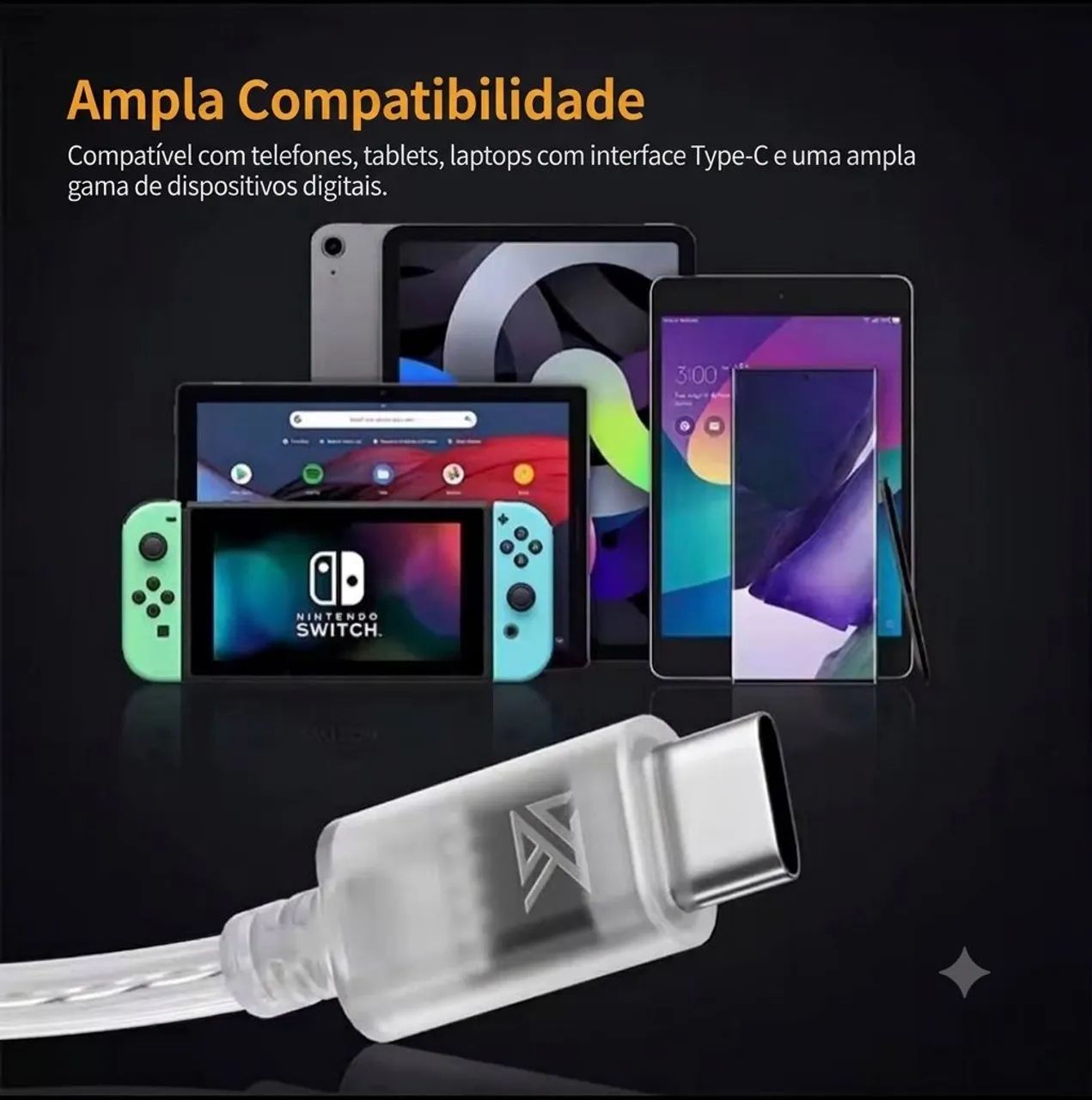 Cabo KZ tipo C para celular ou tablet sem entrada de fone - Foto 4