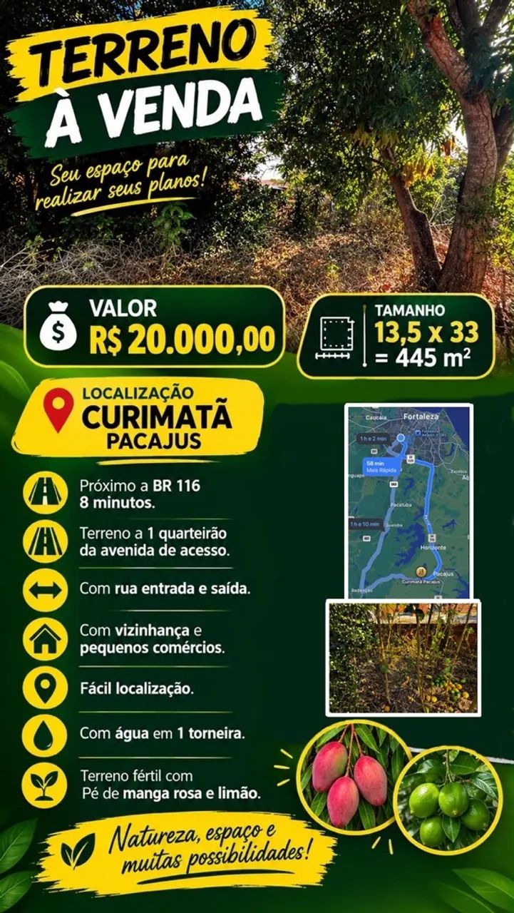VENDO OU TROCO Terreno - Pacajús (Curimatã)