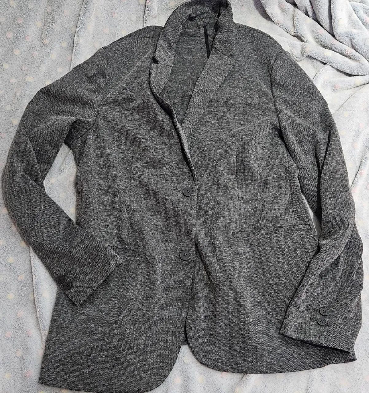 Blazer Super Slim De Malha Sem Forro Cinza