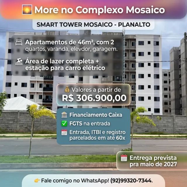 Apto de 2 dormitórios com varanda no Planalto