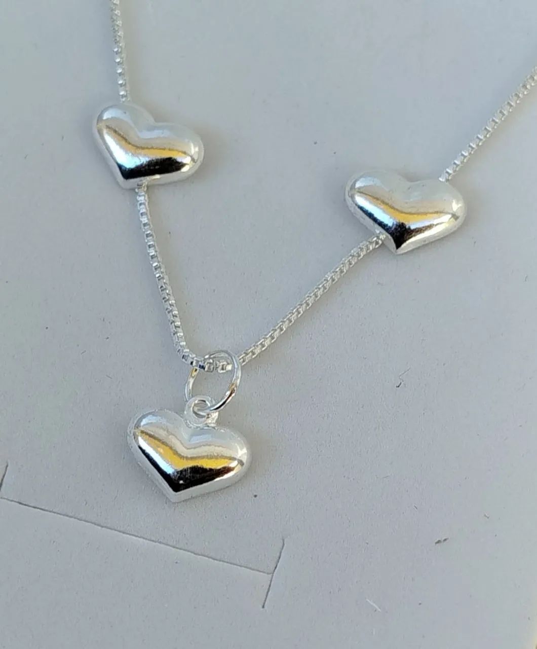 Conjunto coração abaulado de Prata 925 - Foto 2