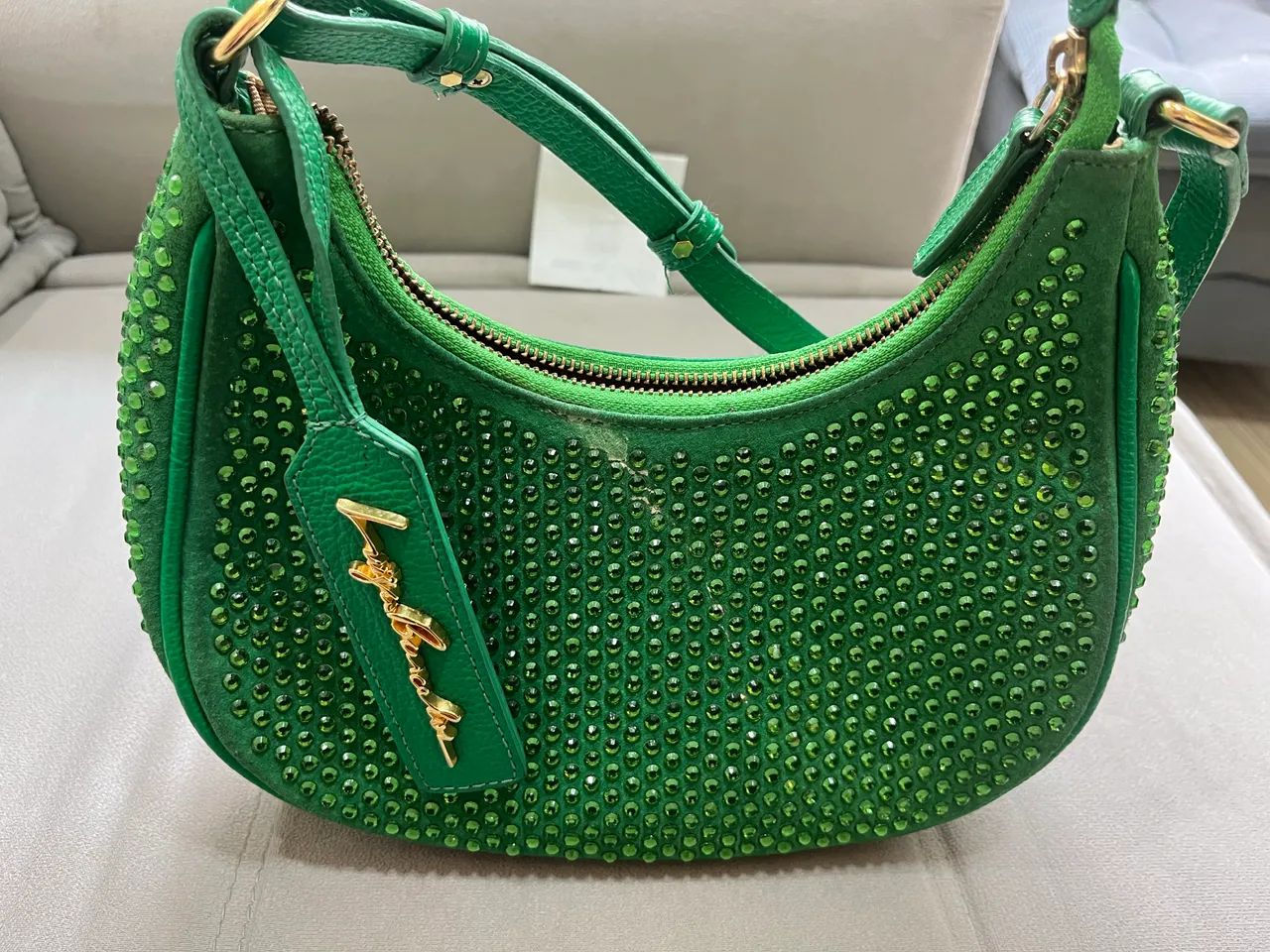 Bolsa Luiza Barcelos Verde com Cristais e Alça Regulável - Foto 4