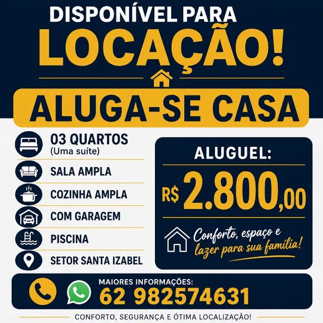 CASA 3 QUARTOS (UMA SUITE) COM PISCINA, GARAGEM COBERTA