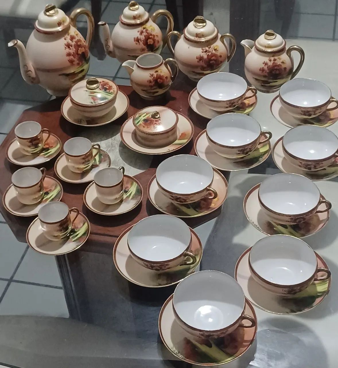 GRANDE LOTE COMPLEMENTAR PORCELANA JAPONESA CASCA DE OVO  - Foto 2
