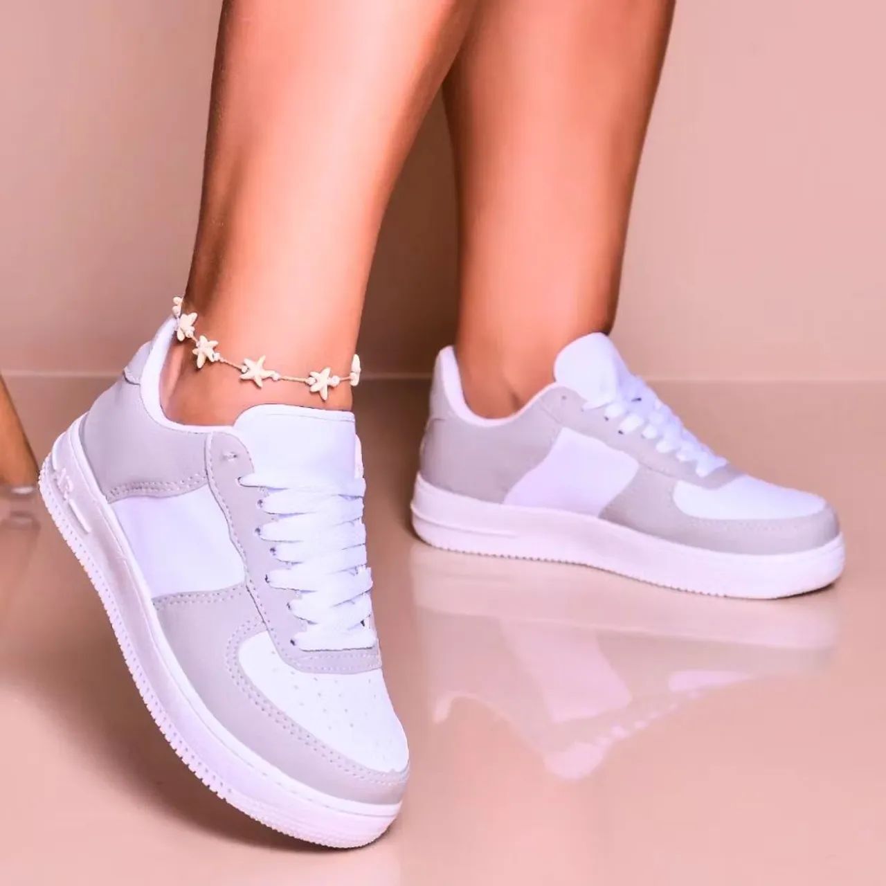 Tênis Cinza Branco Casual