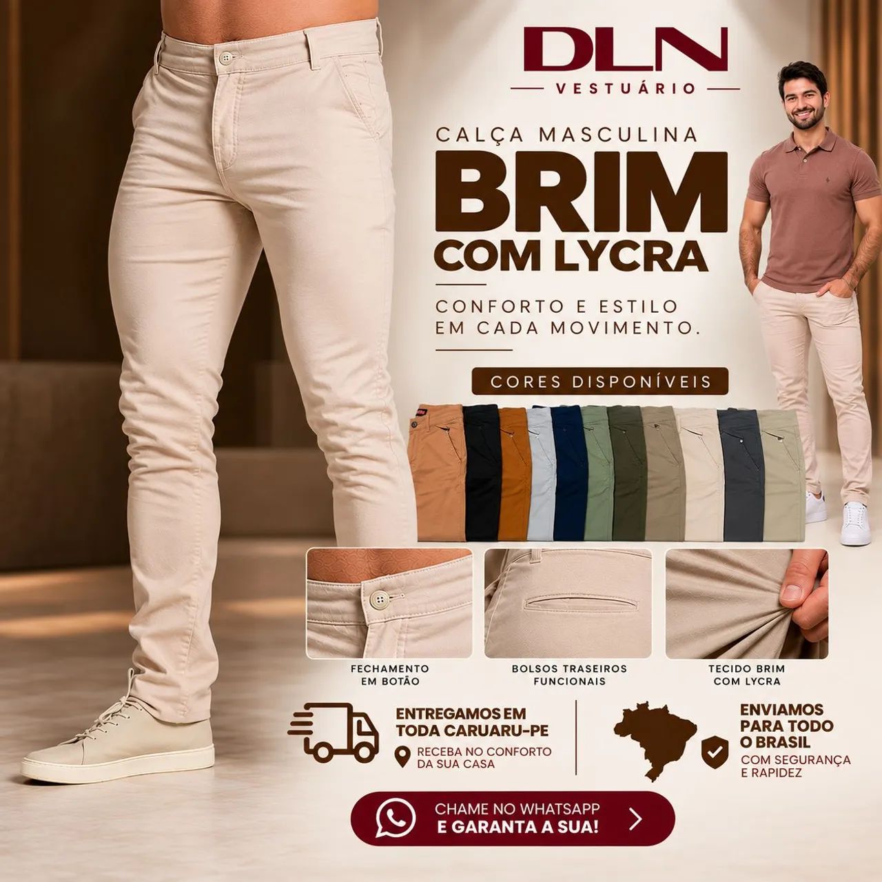 Calça Brim c/ Lycra 