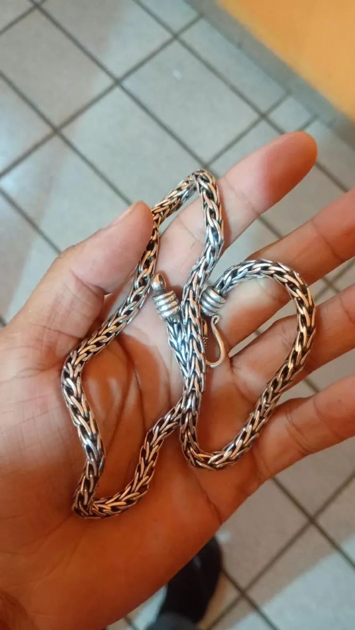Cordão prata ,estilo Bali,50 cm ,5mm - Foto 3