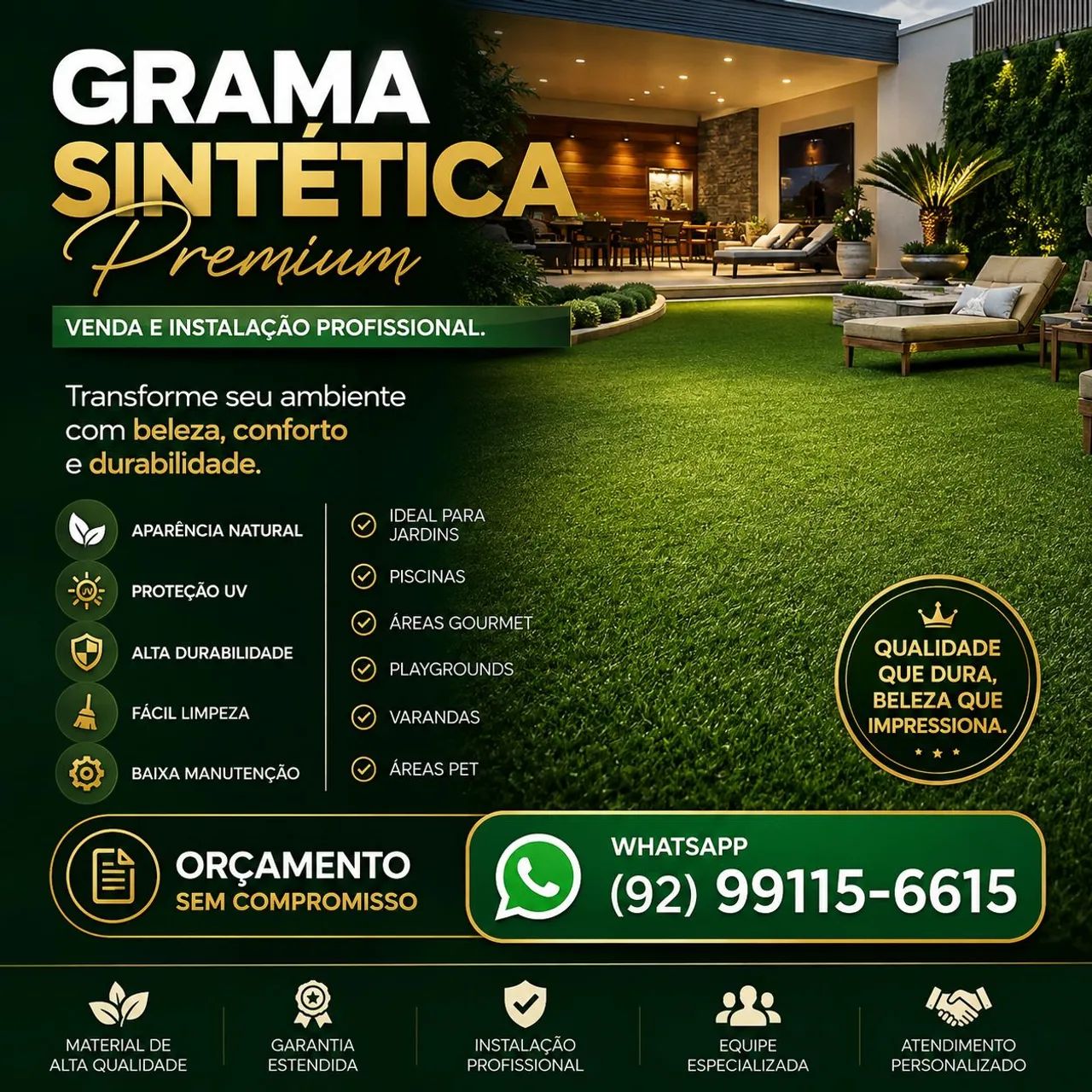 Grama sintética de alta qualidade