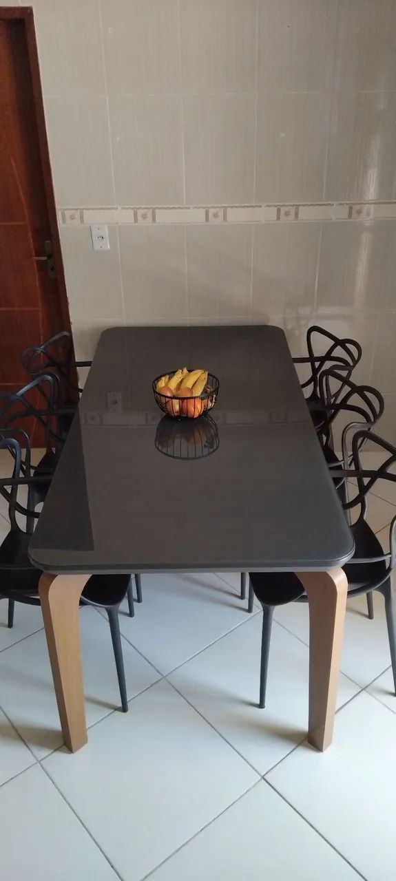 Mesa em MDF e Vidro  + 6 Cadeiras Allegra Top Chairs - Foto 2