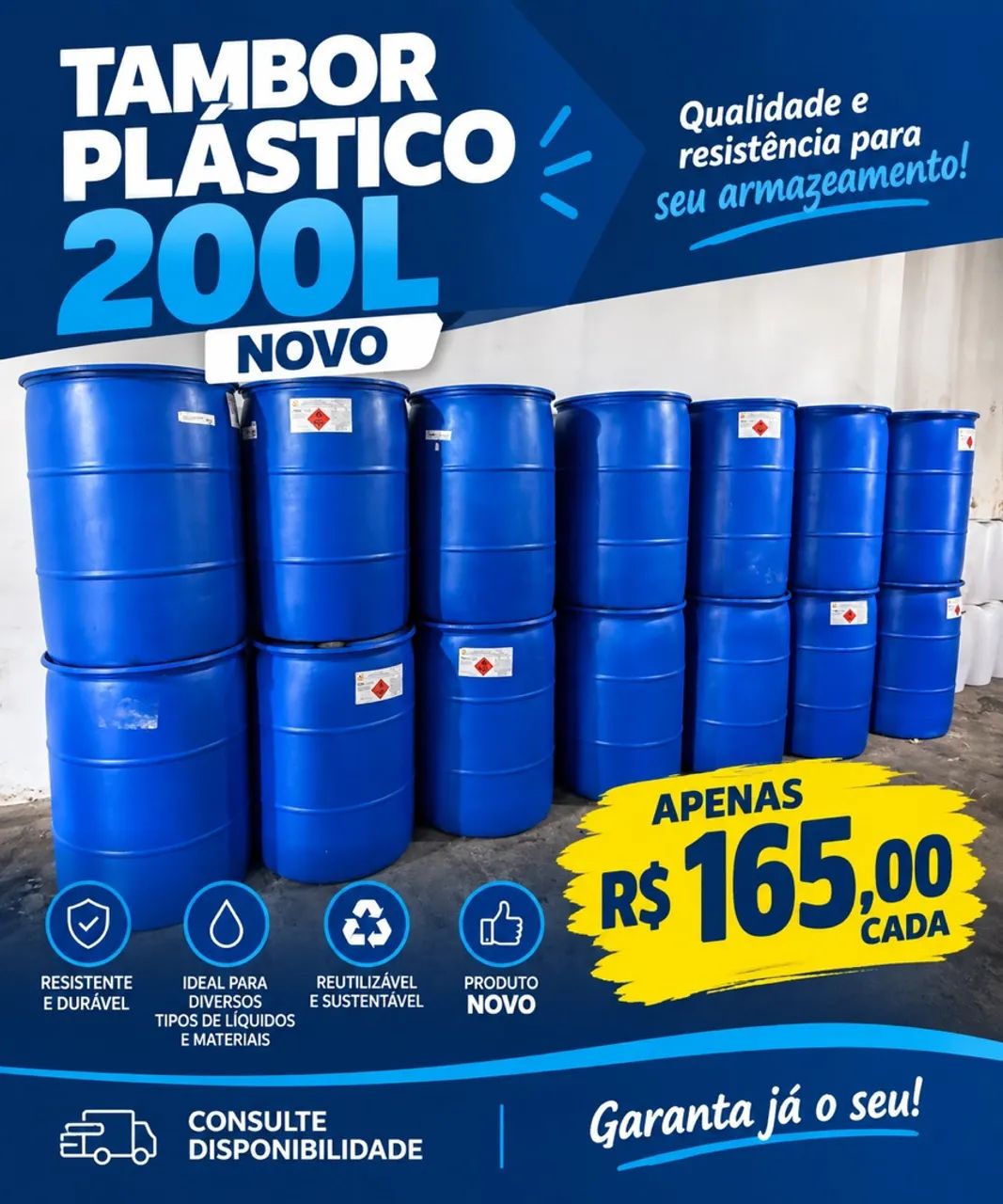 Bombona 200 litros para lixo 