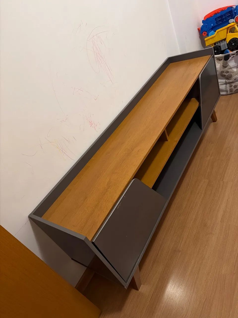 Rack Para Tv Até 65 Polegadas Turim 2 Portas 1 Prateleira Cor Titanium/Naturale - Foto 2