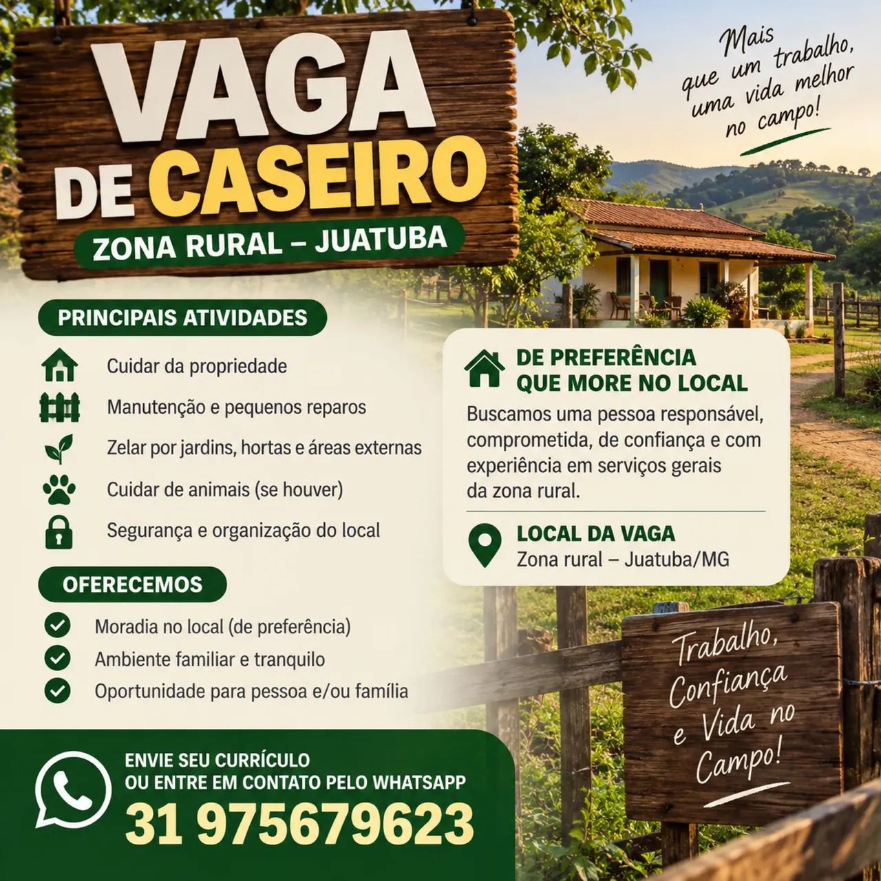 VAGA DE CASEIRO