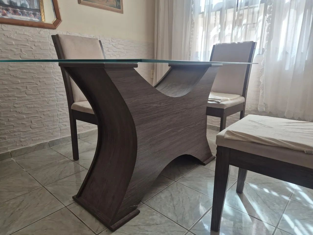Mesa com tampo de vidro - Foto 3