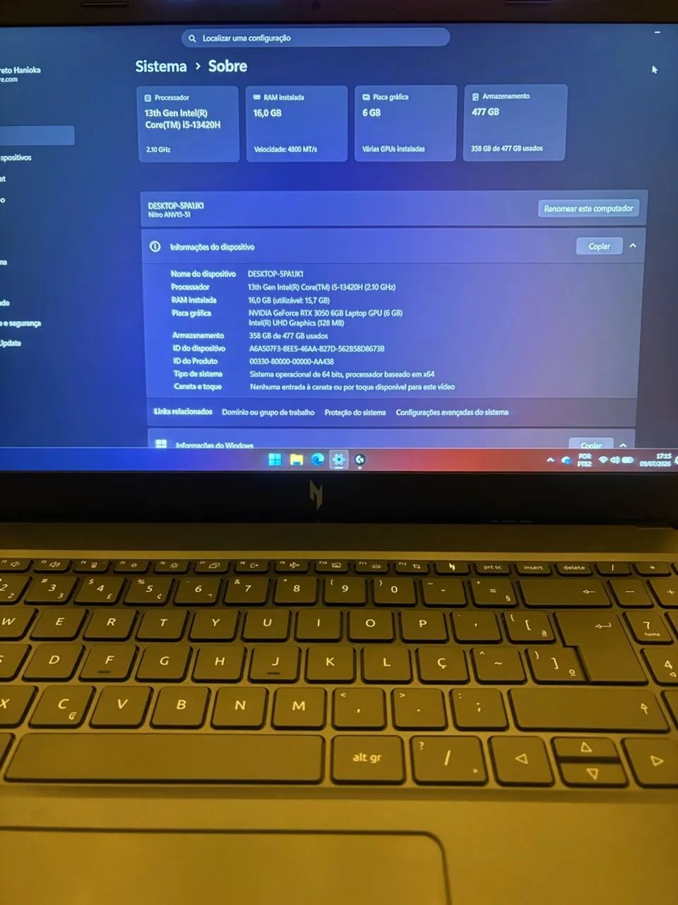 Notebook Gamer Nitro Acer V 15 - Foto 4