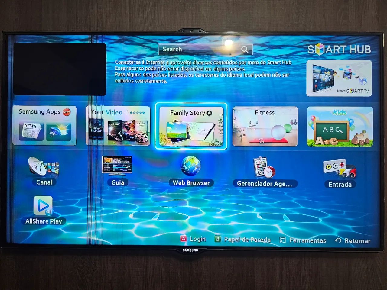 Smart Tv Samsung LED 3D 45' polegadas camera comandos de voz e gestos com listras na tela - Foto 4