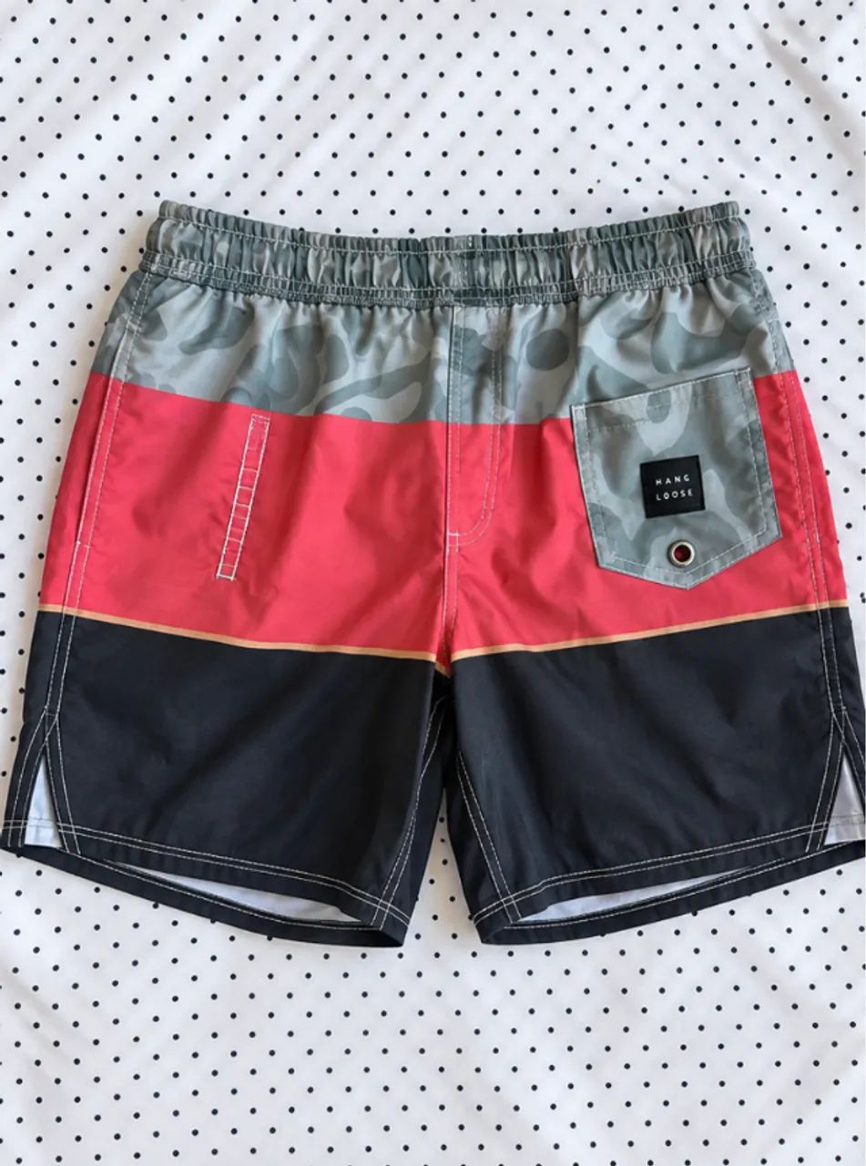 BERMUDA MASCULINA HANG LOOSE CINZA, VERMELHA E PRETA - Foto 3