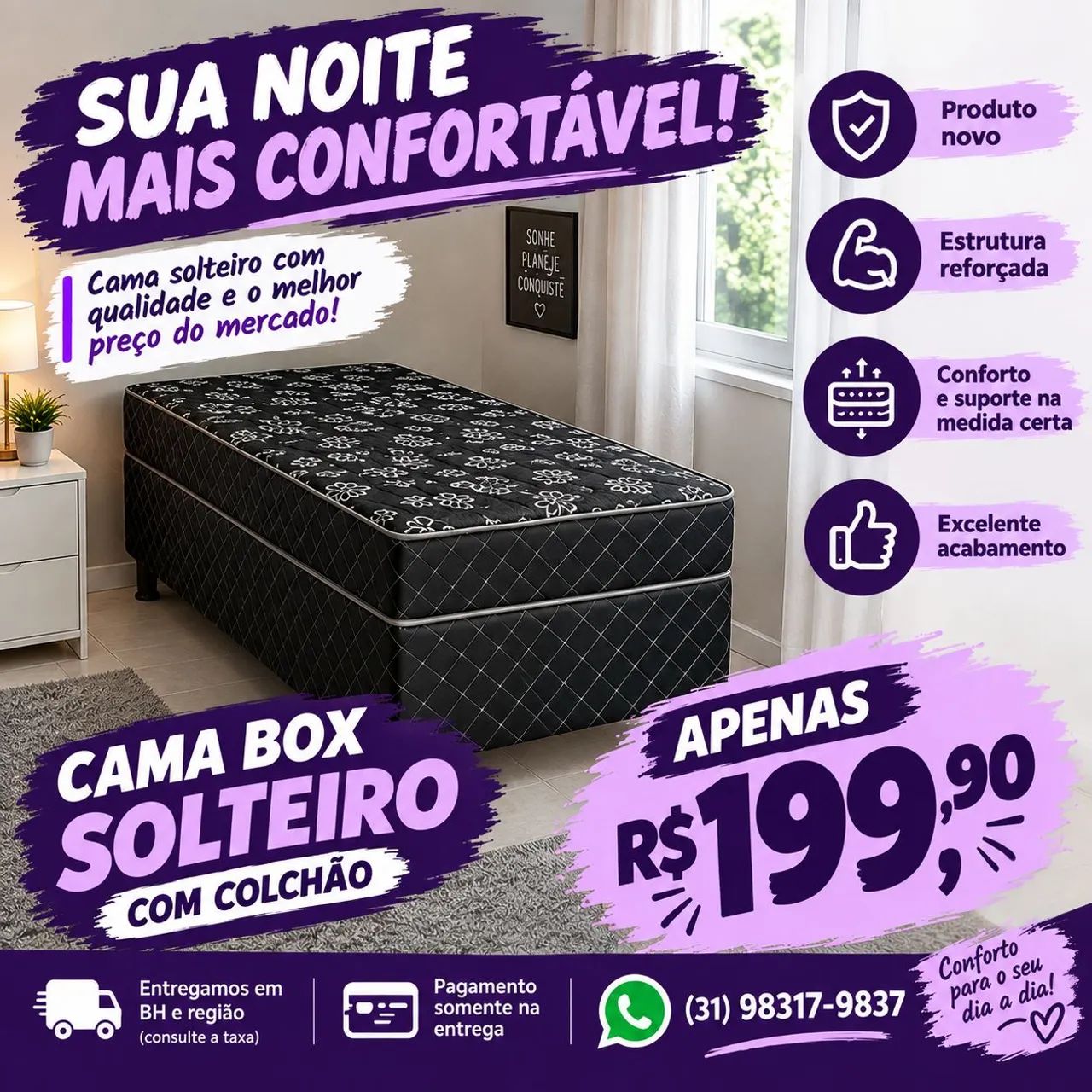 CAMA BOX SOLTEIRO ESTOQUE LIMITADO