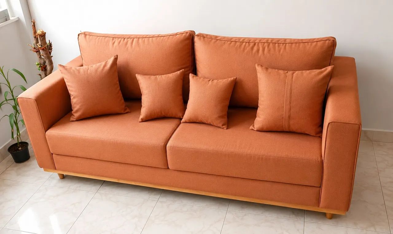 Sofá Grécia Bela D28 1,80 linho e madeira top de linha  - Foto 3