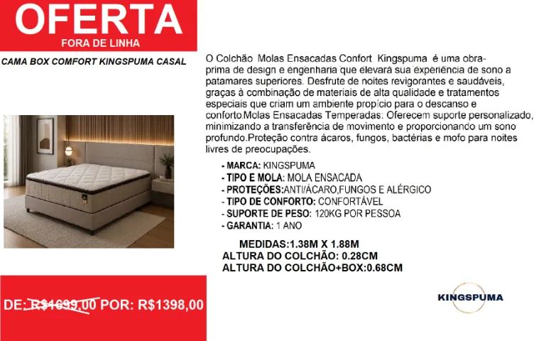 colchão + box - casal- molas - compre e receba em 72 horas 