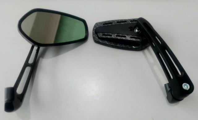 Espelho retrovisor esportivo preto/ carbono para moto aluminio e abs - Foto 10