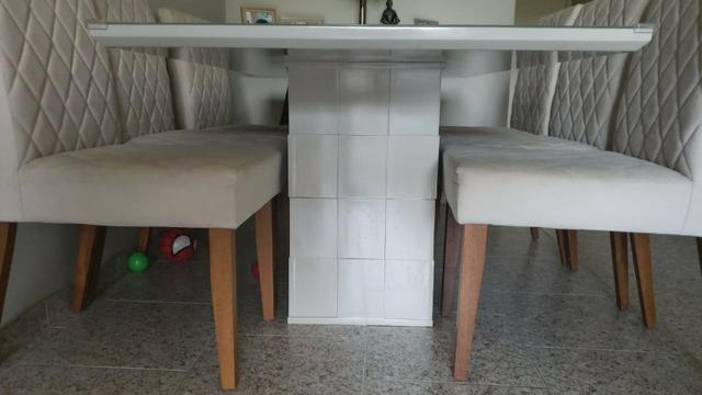 Mesa de Jantar 06 cadeiras Sofia Vidro Off White - Foto 6