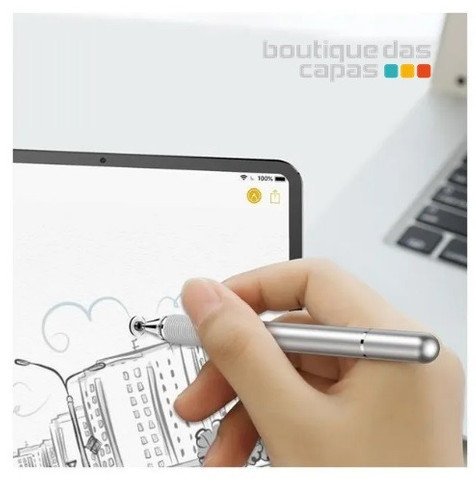 Caneta touch Capacitiva Pencil c ponta de disco para tablet iPad iPhone Baseus 2 Em 1 - Foto 2