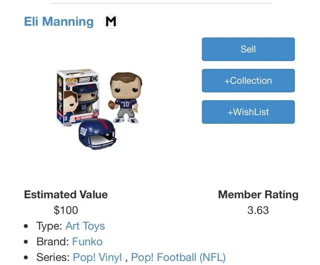 FUNKO POP NFL - Eli Maning  - Ny Giants 18 - Foto 3