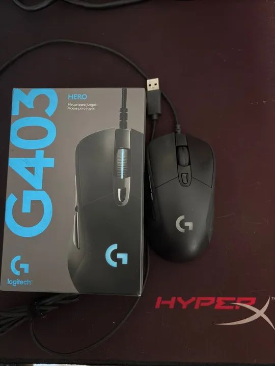 Mouse Gamer Logitech G403 HERO + Mouse Pad Hyperx Periféricos e