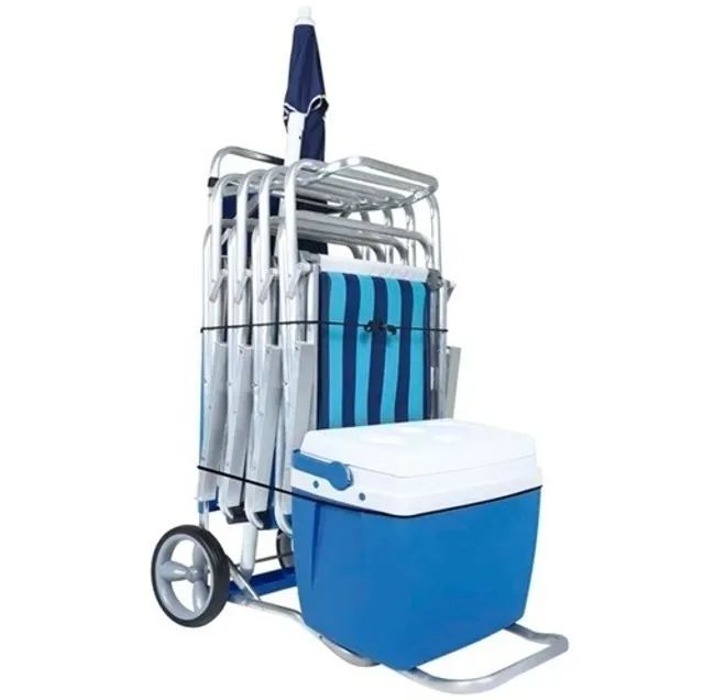 Carrinho De Praia Vira Mesa Avanço Cooler Cadeiras Guardas Sol Caixa Termica Mor - Foto 6