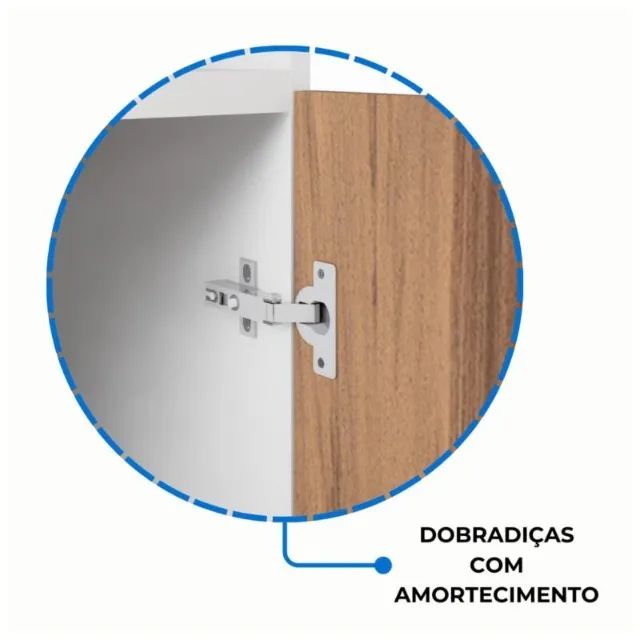 Armário De Escritório Alto Semi Aberto Nogal Sevilha Preto Organizador Moderno 34316 - Foto 6