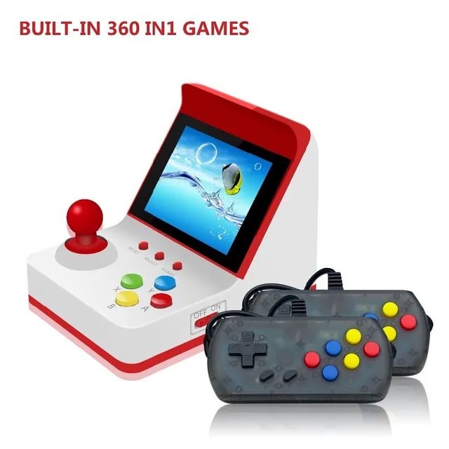 Mini flíper com 2 joystick e 360 jogos pode ligar na Tv 