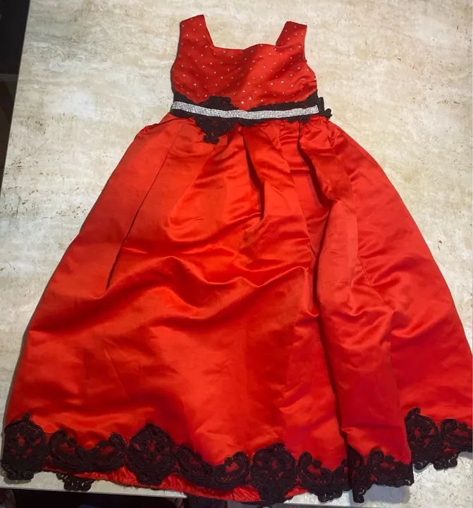 Vestido longo vermelho Natal infantil menina TAM  6