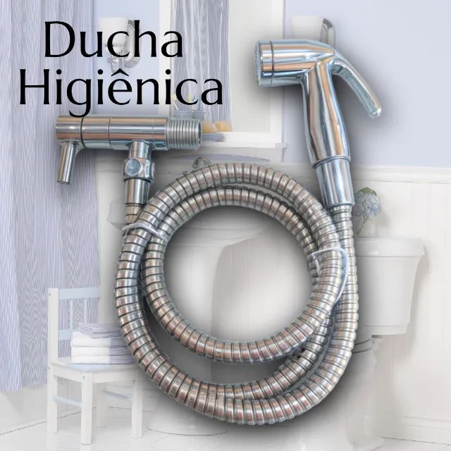 Ducha Higiênica Luxo Metal Cromada Acionamento Um Quarto de Volta _ CS559