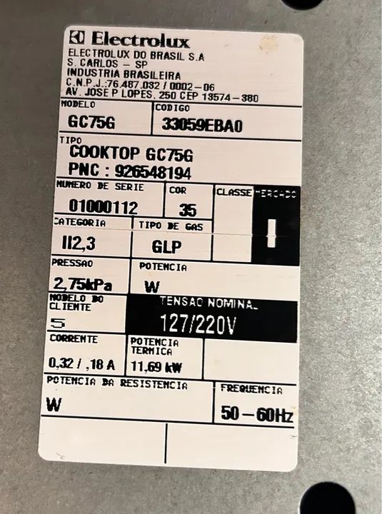 Cooktop a Gás Electrolux 5 Bocas. Fogões e Fornos Água Limpa