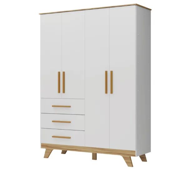 Guarda Roupa em MDF Retrô 4 Portas - Peroba (Novo) - Foto 3