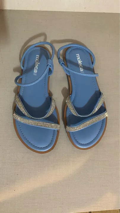 Sandálias Moleca com Strass - Azul