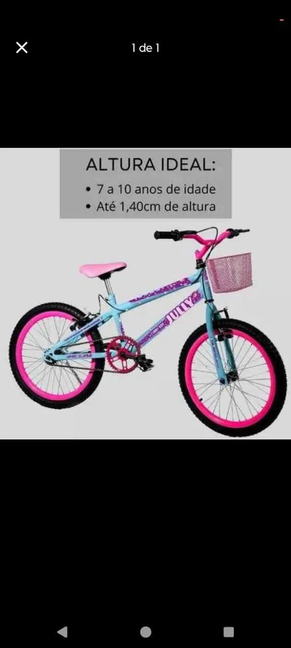 Bicicleta Infantil Aro 20 com Cesta