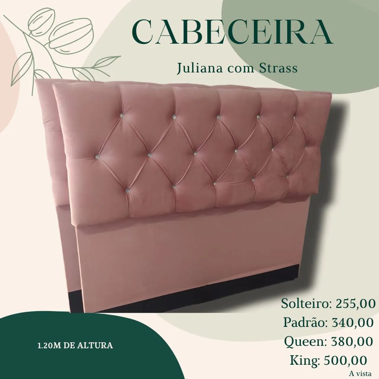 Cabeceiras com botões de strass 