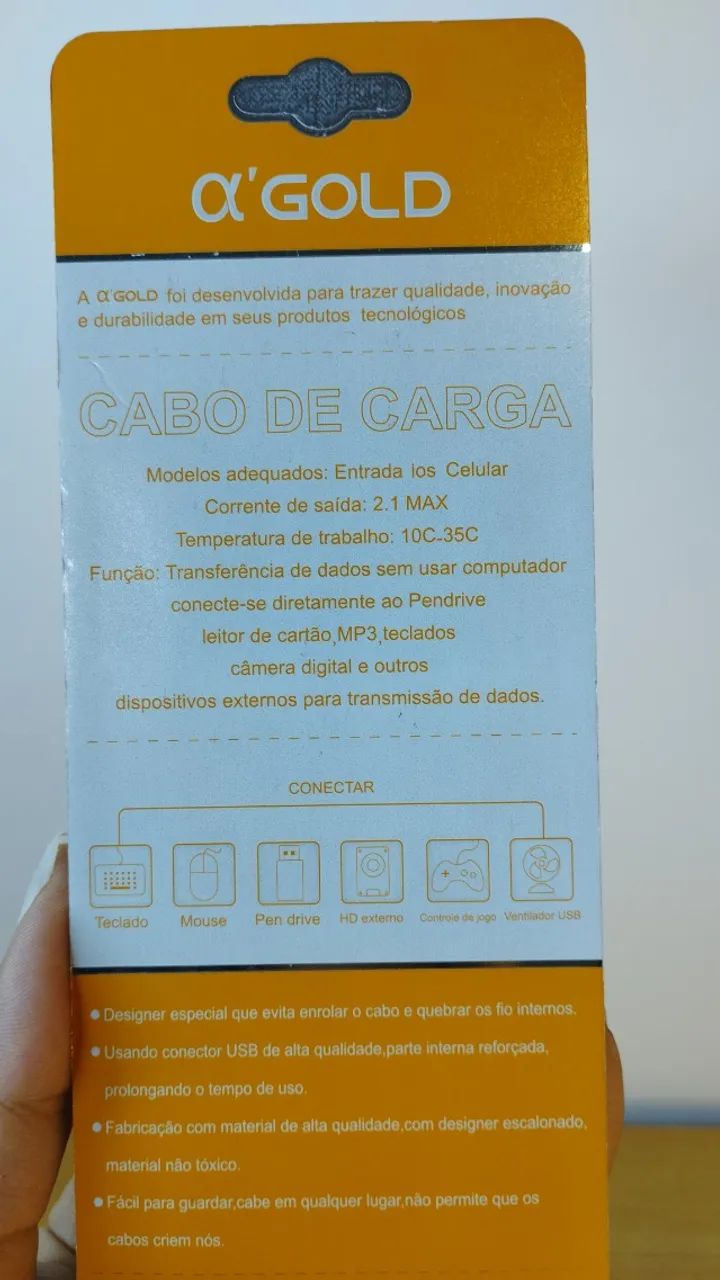Cabo USB curto (24 cm) metálico  - Foto 4