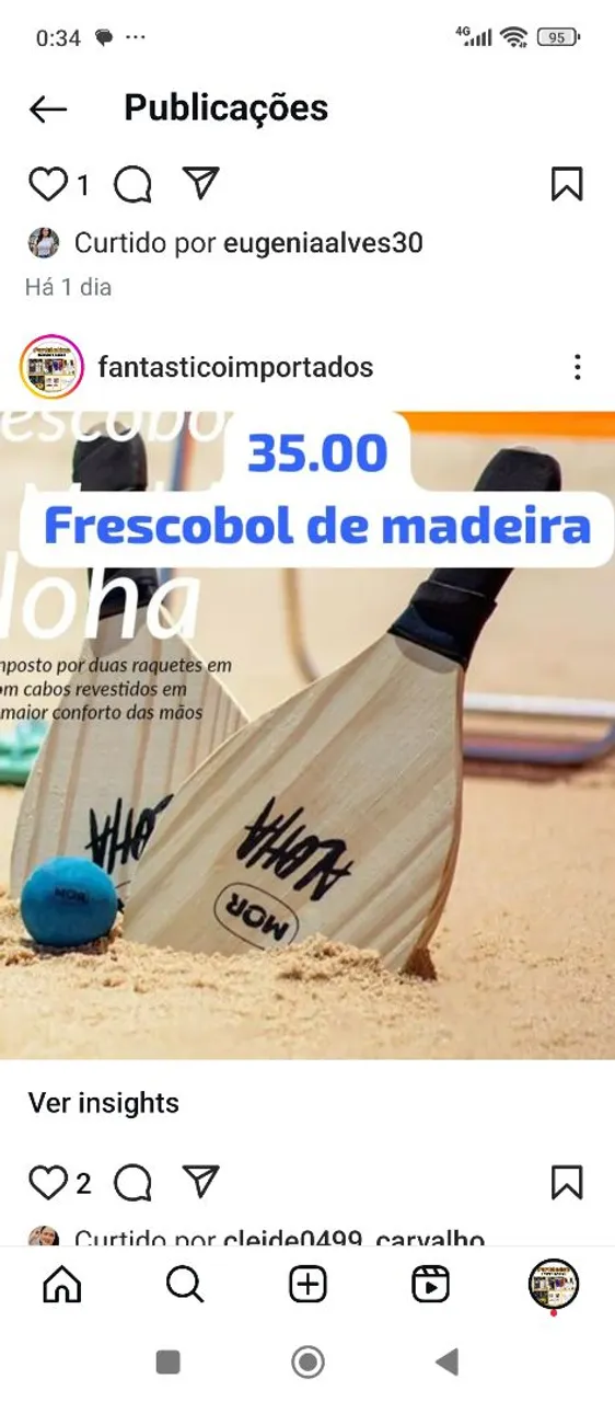 Frescobol de Madeira - Novo - R$35,00