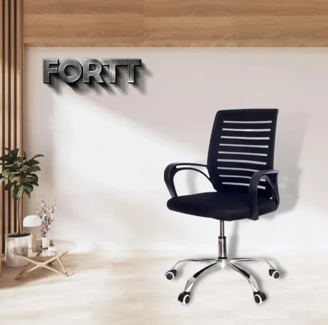 CADEIRA ESCRITÓRIO COM BASE CROMADA - PRONTA ENTREGA