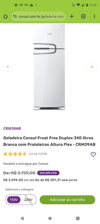 Geladeira Duplex Frost Free Crm39 Consul - Foto 2