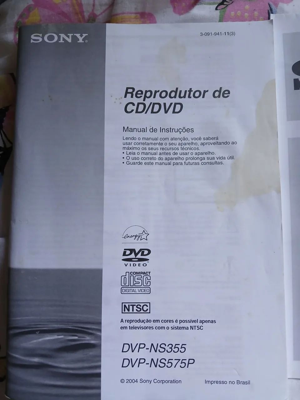 Vendo um Manual de instruções Reprodutor de CD /DVD Sony 