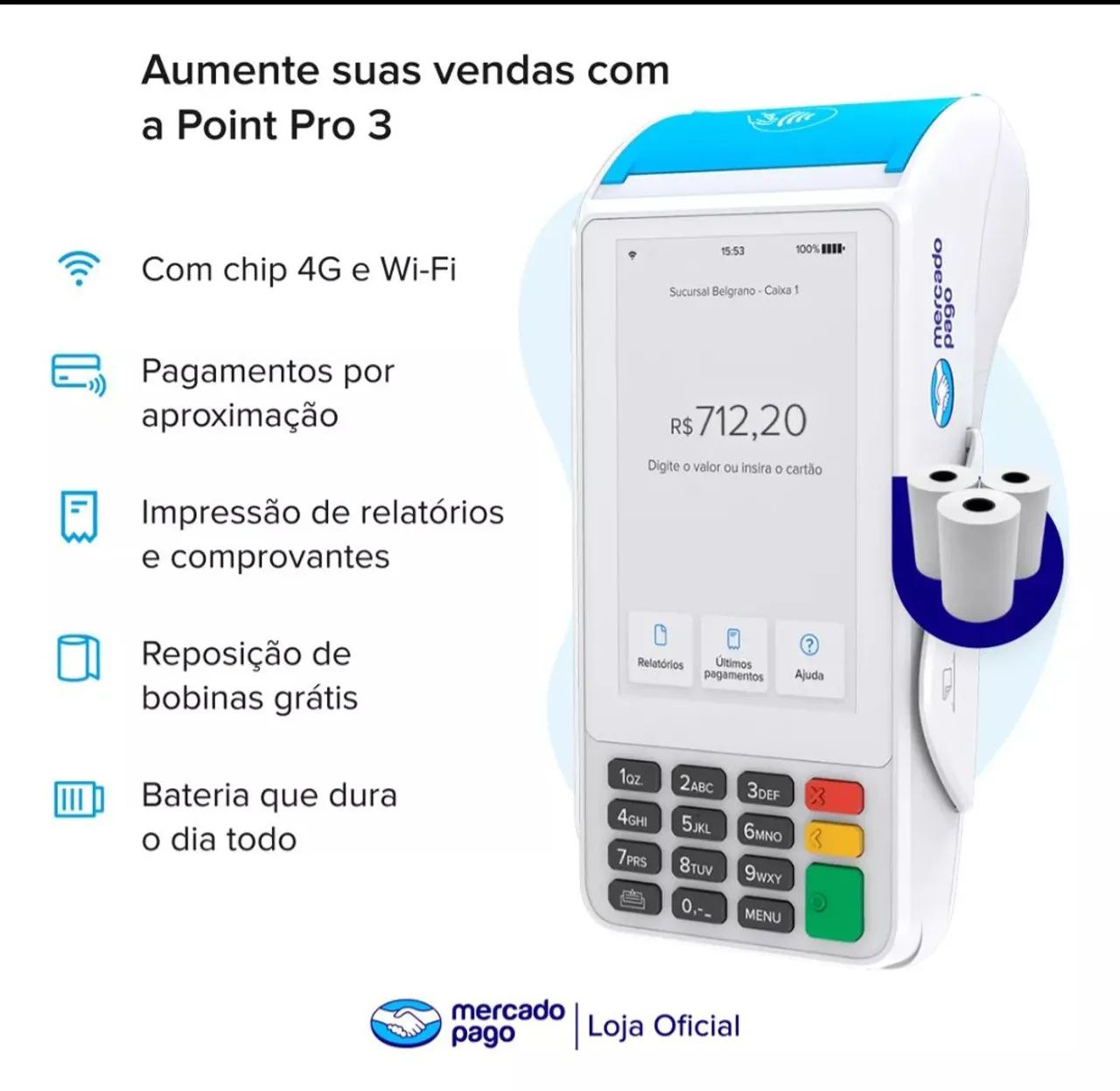 Máquina de Cartão Mercado Pago Pro 3 - Lançamento! - Foto 2