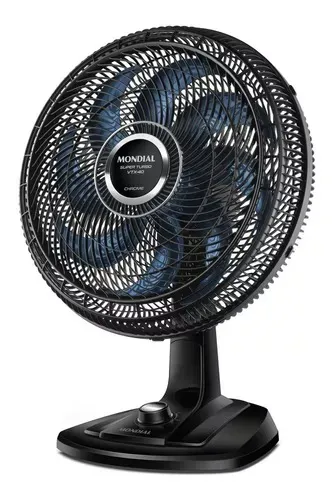 Ventilador De Mesa Turbo Vtx-40-chrome 40cm Preto Mondial Cor Da Estrutura Preto E Azul Co