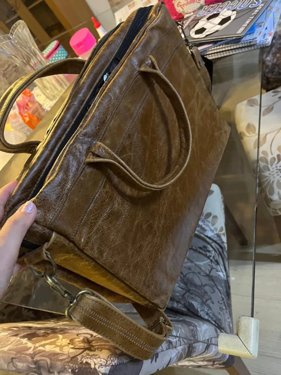 Bolsa de Couro Marrom Elegante