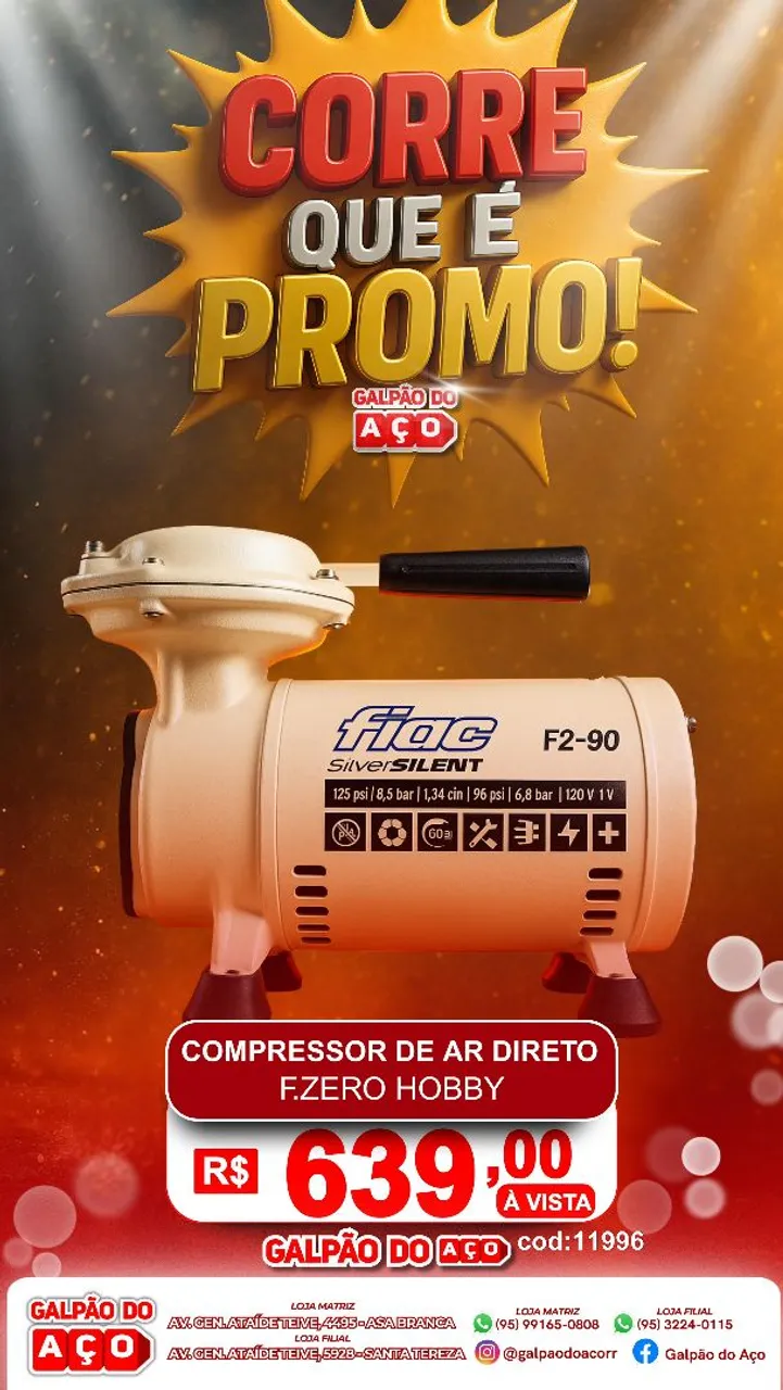 Compressor de ar direto F.Zero Hobby F2-90 - Galpão do Aço