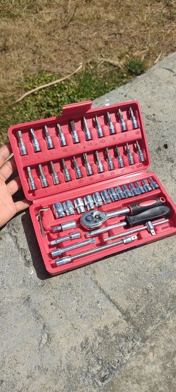 Kit de ferramentas com 46 Peças, conjunto completo feito de aço cromo 