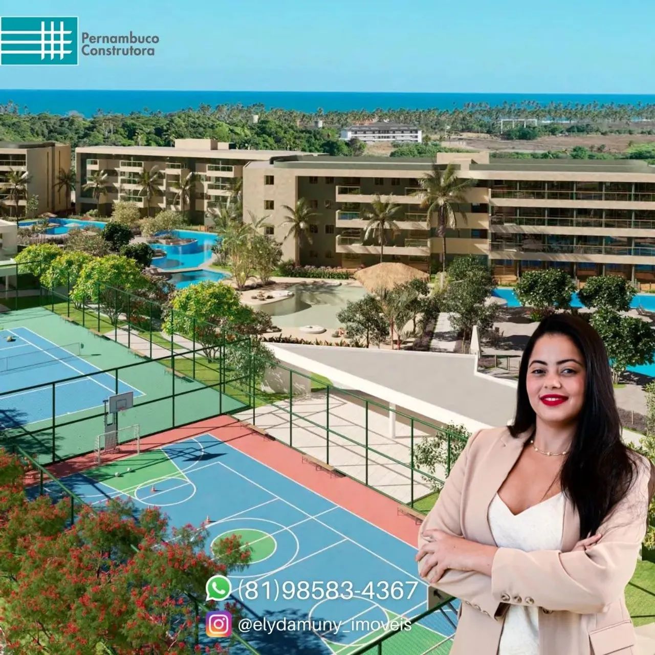 Oportunidade de Flats Studios para Investimento em Resort na Praia De Muro Alto