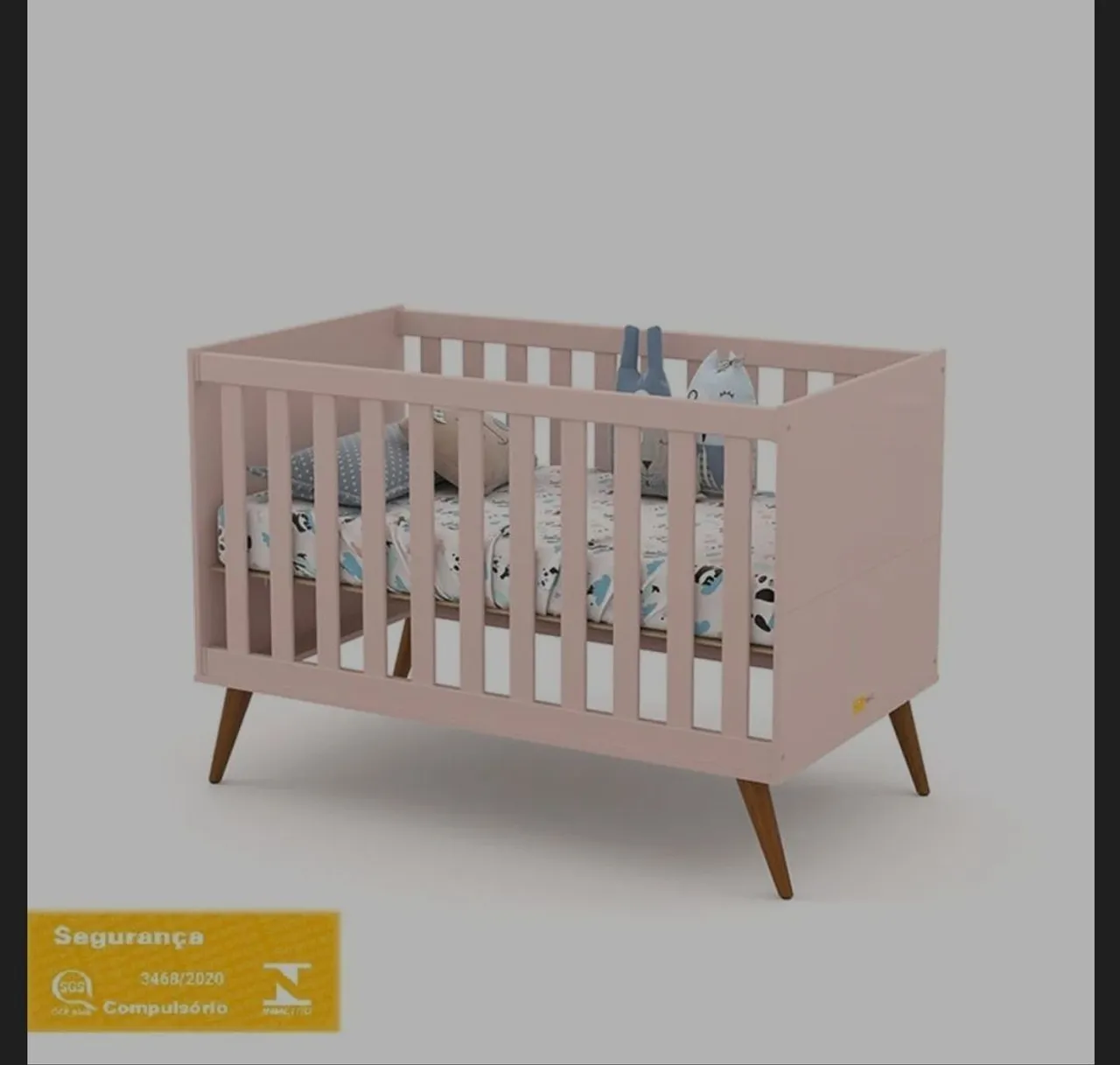 Berço e colchão ortobom Infantil Moderno Rosa Claro
